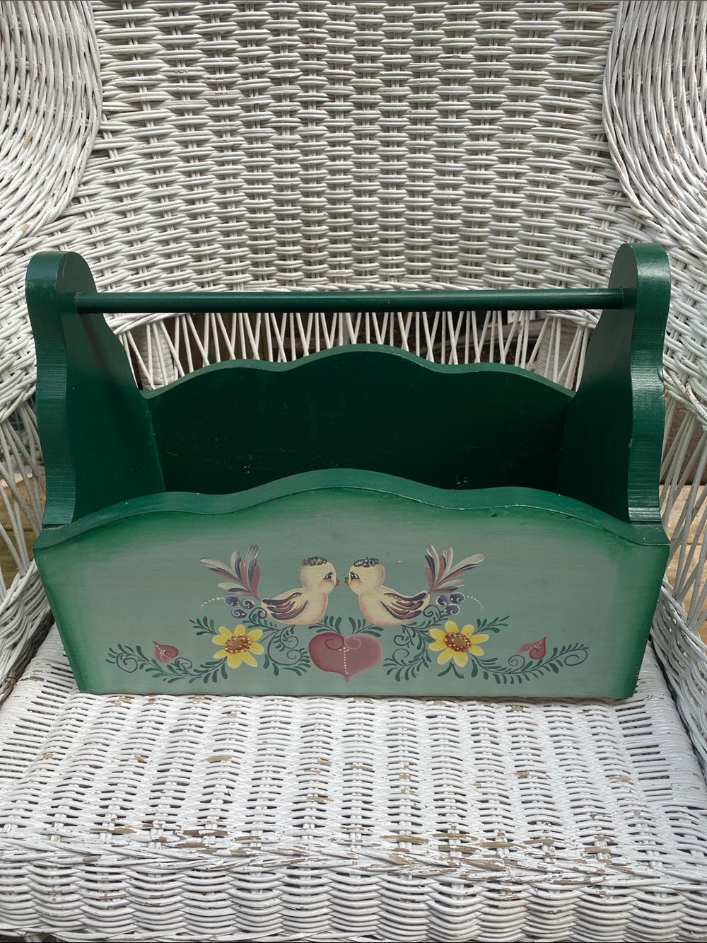 Vintage hand painted Caddy for Gardening, tools, magazines etc.